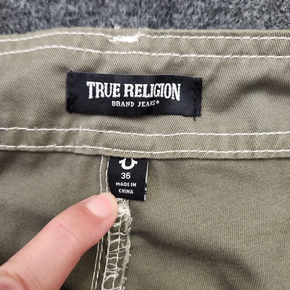 True Religion Brand Jeans Men's Sz 36 Cargo Pants Kalamata Green MSRP $169 NWT
